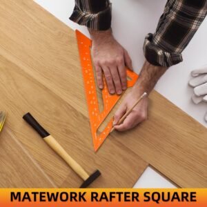 Aluminum 12 Inch Rafter Square, Carpenter Measuring Layout Tool, Alloy Metal Triangle Ruler Imperial Protractor for Woodworking and Carpentry - Orange - Image 8