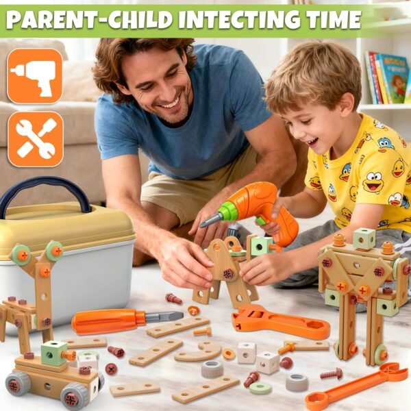 YongnKids 158 Pcs Kids Tool Set with Drill, Construction STEM Building Blocks with Storage Box Educational Tool Kit Pretend Play Kid Toy for Kids Age 3 4 5 6 7 8 Years Birthday Gift 6 81oDG 9hEL. AC SL1500