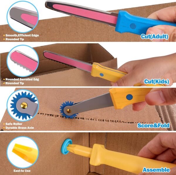 Zentara Cardboard Construction Toolbox Set with Wood Handle – 401PCS Complete Building Kit with Safe Cardboard Cutters for DIY Craft Item | STEM and STEAM Educational Toys for Boys and Girls Age 5+ 5 81pKAJXWU L. AC SL1500