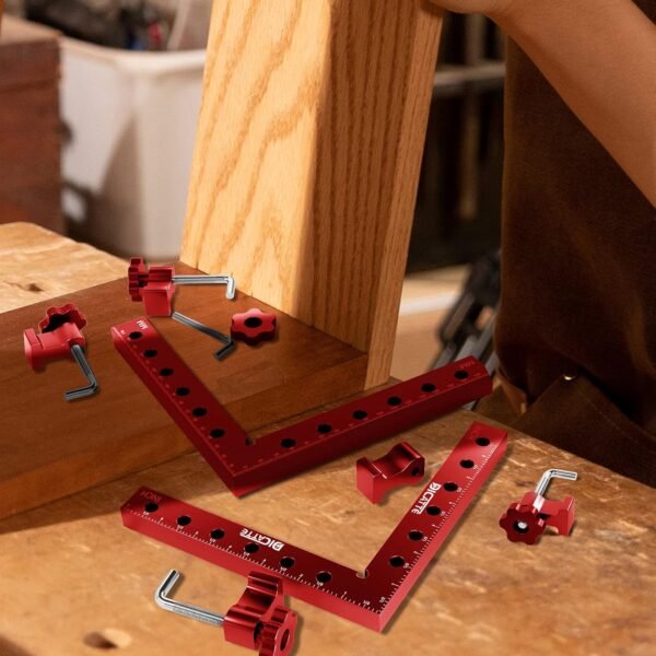 90 Degree Positioning Square Right Angle Clamp 7.1" x 7.1" Aluminum Alloy Woodworking Carpenter Tool,4 Pcs Right Angle Clamps With 8 Clamps,For Picture Frame Box Cabinets Drawers 7 81pXXg1DiTS. AC SL1500