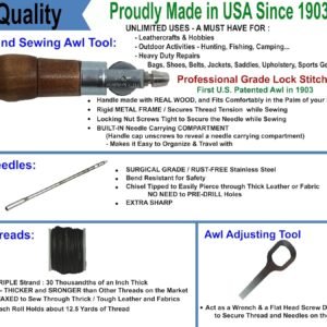 Repair Stitch Tool | Sewing Awl for Bounce Houses, Inflatables, Leather, Thick Fabric, Shoes, Bags, Belt, Upholstery Repair Kit & Crafts Leather, Tarp Stitching – Made in USA. Professional Heavy Duty - Image 6