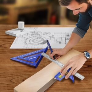 Combination Square Woodworking Ruler Tools, 7inch Carpenter Square Wood Working Tools and Accessories, 12inch Square Ruler, Includes 2-in-1 Carpentry Pencil, Protractor Angle Machinist Tool - Image 7