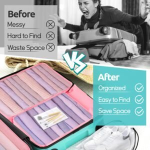 ALL INCLUDED - 12 Set Packing Cubes for Suitcases Carry On, Travel Essentials/Accessories Luggage Organizer Bags Set, Includes Cubes, Shoes Bag, Matte Cosmetic Bag, Zipper Bags - Image 7