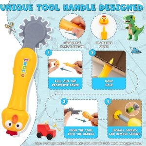 196 PCS Cardboard Cutter for Kids, Reusable Safe Cardboard Tools for Kids with Box, Gloves, Screws, Connectors, Screwdrivers, Saws, Educational Toys for 5 6 7 8 Year Old, Birthday Gift for Boys Girls - Image 6