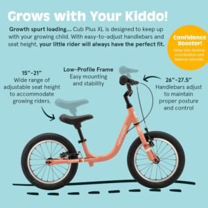 Retrospec Cub Plus XL Kids Balance Bike - 14in Outdoor Toddler Bike with Adjustable Height 15-21in - Lightweight Aluminum Frame & Hand Brakes for Ages 4-6 - Training with Air Tires 11 Retrospec Cub Plus XL Kids Balance Bike - 14in Outdoor Toddler Bike with Adjustable Height 15-21in - Lightweight Aluminum Frame & Hand Brakes for Ages 4-6 - Training with Air Tires - Image 3