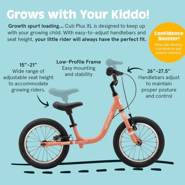 Retrospec Cub Plus XL Kids Balance Bike - 14in Outdoor Toddler Bike with Adjustable Height 15-21in - Lightweight Aluminum Frame & Hand Brakes for Ages 4-6 - Training with Air Tires 3 81qFh7xak9L. AC SL1500