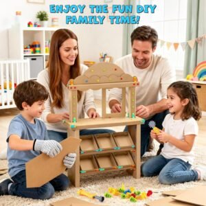 196 PCS Cardboard Cutter for Kids, Reusable Safe Cardboard Tools for Kids with Box, Gloves, Screws, Connectors, Screwdrivers, Saws, Educational Toys for 5 6 7 8 Year Old, Birthday Gift for Boys Girls - Image 9