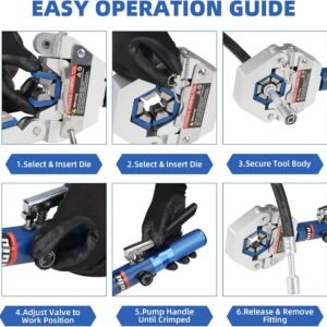 FS-7842A Hydraulic Hose Crimper Kit - 8T Handheld Crimping Tool w/Quick-Lock Dies, 7 Molds for Auto A/C, HVAC & Industrial Piping (3/8"-7/8") - Image 7