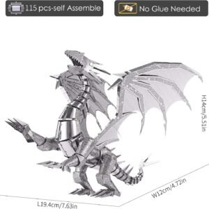 Piececool 3D Metal Puzzle Model Kits- Dragon Flame Metal Building Kit for Adults, Brain Teaser DIY 3D Dragon Puzzles Model Kits for Men, 115 Pcs - Image 4