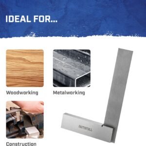 Faithfull Engineers Steel Try Square 100mm (4in) – Precision Ground, Hardened Steel Blade, Accurate Marking, Measuring & Layout Tool for Metalworking & Woodworking - Image 7