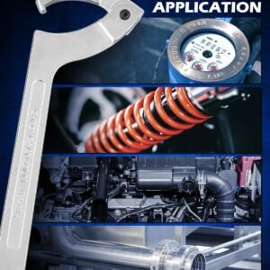 Orion Motor Tech 8pc Adjustable Pin Spanner Wrench Tool Set, Spanner Nut Wrench Tools with Changeable Heads for Pipes Heating Cars, Coilover Hook Wrenches for Suspension System, 3/4" to 6-1/10" - Image 8