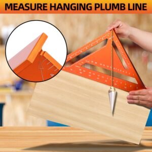 Aluminum 12 Inch Rafter Square, Carpenter Measuring Layout Tool, Alloy Metal Triangle Ruler Imperial Protractor for Woodworking and Carpentry - Orange - Image 6