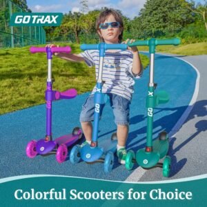 Gotrax KS3 Kids Kick Scooter, LED Lighted Wheels, Adjustable Height Handlebars and Removable Seat, Lean-to-Steer & Widen Anti-Slip Deck, 3 Wheel Scooter for Kids Ages 2-8 and up to 100 Lbs - Image 8