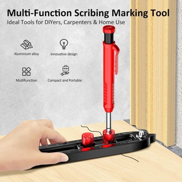 Multi-Function Scribing Tool, DIY Woodworking Scriber Line Maker, Portable Aluminum Alloy Woodworking Compass Scriber Tool, Inch Circle Marking Gauge,Deep Hole Carpenter Pencils 6 Refills. 3 81wQpNC3qUL. AC SL1500