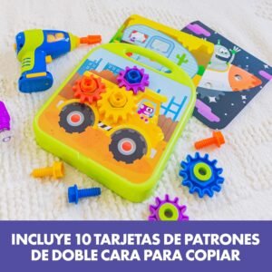 Educational Insights Design & Drill Gears Workshop - Construction Toys & Toddler Tools, Kids Tool Set with Real Electric Drill Toy, Take Apart STEM Set, Building Kits and Gifts for Ages 3+ - Image 6