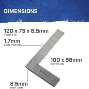Faithfull Engineers Steel Try Square 100mm (4in) – Precision Ground, Hardened Steel Blade, Accurate Marking, Measuring & Layout Tool for Metalworking & Woodworking - Image 3