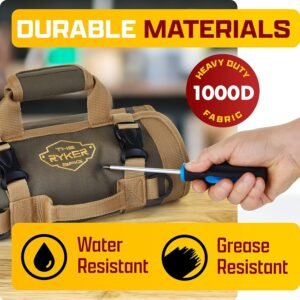 The Ryker Roll Up Tool Bag Organizer Gifts for Dad. Heavy Duty Motorcycle Tool Roll Bag Organizer. Portable Rollup Toolbag w/Detachable Pouches - Tools Bags Mens gifts for him - Mechanic & Electrician - Image 6