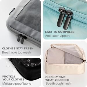 Aerotrunk Compression Packing Cubes for Travel - Luggage Organizer Bags - Double Zipper Packing Cubes for Suitcases (4-Pack, Beige) - Image 7