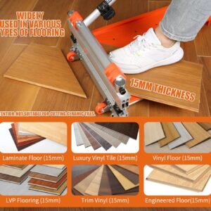 Laminate/Vinyl Floor Cutter, 13” Vinyl Plank Cutter with Wheels – Easy Angle & Length Cutting, Flooring Tools - Cuts Laminate Floor, Engineered Wood, LVP, LVT, VCT, SPC, WPC, HSS Blade/LED Light - Image 7