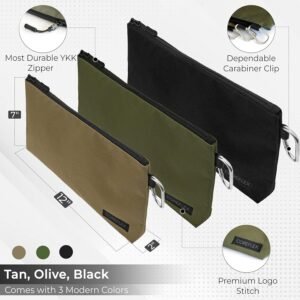 COREFLEX Premium Tool Pouch Zipper Bag, Small Tool Bag, Multipurpose Storage pouch, Heavy duty Flat Bottom Tool bag with YKK Zipper (3 pack Large 12inch) - Image 3