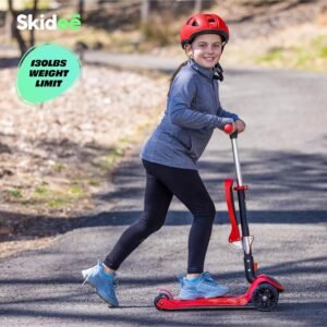 SKIDEE Kick Scooters for Kids Ages 3-5, Adjustable Height Foldable Scooter with Removable Seat, 3 LED Light Wheels, Rear Brake, Wide Standing Board, Suitable Up to 12 Year Old Boys/Girls 14 SKIDEE Kick Scooters for Kids Ages 3-5, Adjustable Height Foldable Scooter with Removable Seat, 3 LED Light Wheels, Rear Brake, Wide Standing Board, Suitable Up to 12 Year Old Boys/Girls - Image 7