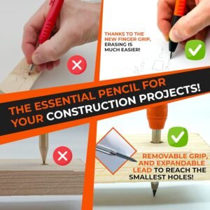 THORVALD 2 Carpenter Pencils Set for Construction - Incl. 38 Leads + Sharpener + Finger Grip - Solid Mechanical Pencils with Fine Point/Best Marking tools Construction/Carpenters/Scriber 11 THORVALD 2 Carpenter Pencils Set for Construction - Incl. 38 Leads + Sharpener + Finger Grip - Solid Mechanical Pencils with Fine Point/Best Marking tools Construction/Carpenters/Scriber - Image 3