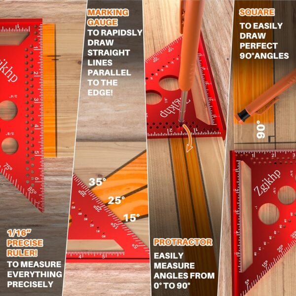 Metal Square 7 Inch-Accurate Carpenter Square Tool,Versatile Aluminum Rafte Square for Carpentry and DIY Projects,red 4 91ef4SCIrUL. SL1500