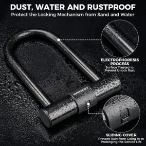 Hapleby Premium Bike Lock Set with 2 Keys, Bike U-Lock with 6 Feet Thickened Solid Steel Cable, Heavy Duty Anti Theft Bicycle U-Lock with Mounting Bracket for Road, Mountain, Folding Bike and Scooter 11 Hapleby Premium Bike Lock Set with 2 Keys, Bike U-Lock with 6 Feet Thickened Solid Steel Cable, Heavy Duty Anti Theft Bicycle U-Lock with Mounting Bracket for Road, Mountain, Folding Bike and Scooter - Image 4