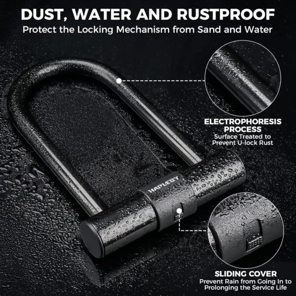 Hapleby Premium Bike Lock Set with 2 Keys, Bike U-Lock with 6 Feet Thickened Solid Steel Cable, Heavy Duty Anti Theft Bicycle U-Lock with Mounting Bracket for Road, Mountain, Folding Bike and Scooter 4 91gKGYlESDL. AC SL1500