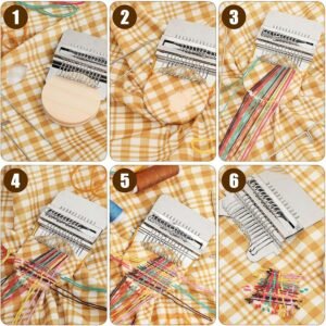 HUSSAIN Small Loom-Speedweve Type Weave Tool DIY Small Textile Machine Wooden Convenient Darning Machine Loom Metal DIY Textile Tools for Mending Clothes Quickly Easily - Image 4