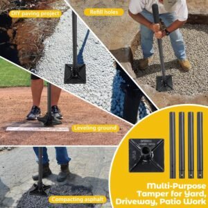 Tamper Tool: Heavy Duty 8"x 8" Steel Ground Tamper Tool for Garden Yard,58" Long Handle,Metal Hand Landscaping Tampers for Dirt,Soil,Concrete,Asphalt,Driveway Repairing,Pathway Ground Leveling - Image 8