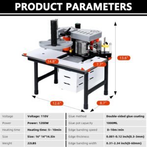 1000ml Woodworking Side Bander Dual Edge Glue Woodworking Side Lace Maker Wood/PVC Edgebander Maker Adjustable Temperature Level 150-180 ℃ - Image 5