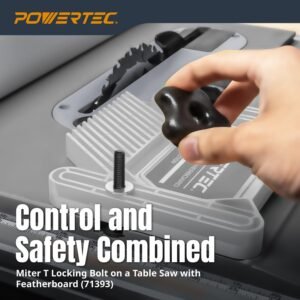 POWERTEC 32" Desk Saw Miter T-Track Package-- Features T-Bar, 5pcs T Knobs & 10pcs 1/4" -20, 1" Long Miter T Port Bolts|Miter T Monitor Equipment for Desk Saw & Modem Desk (72192) - Image 3