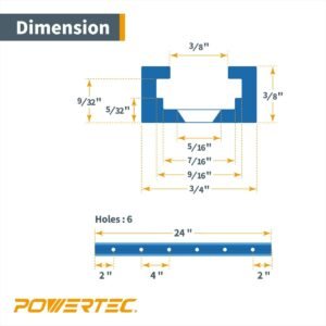 POWERTEC 71371 24 In Double-Cut Profile Page Universal T-Track along with Predrilled Installation Holes, 4 PK, T Keep Track Of for Carpentry Jigs and also Fixtures, Practice Push Desk, Modem Desk, Work Bench - Image 5