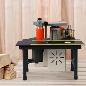 Woodworking Side Lace Equipment, 900W 110V Straight Slant Arc Straight Line Side Bander PVC Abdominal Mini Portable Side Bander, Double-Sided Gluing, Adjustable Rate 0-6m/ Minutes
