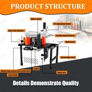 Pvc Edgebander Maker, Arc Straight Side Bander, Adjustable Velocity Side Lace Maker, Double-Sided Gluing, 0.3-3mm Fullness, for Melamine Integrated Panels(Dark) - Image 5