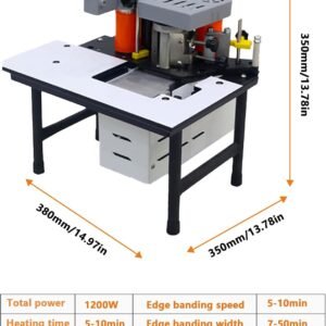 Side Bander, 110V 5m/min Mobile Woodworking Side Lace Device Timber PVC Dual Edge Gluing Side Bander 10-60mm Distance for Straight Arc Edges White - Image 7