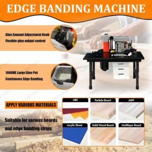 Arc Straight Side Bander, Handheld Side Lace Gluing, Pvc Edgebander Device, 5-10m/ minutes Velocity, 170-190 ℃ Heat level, for PVC Abdominal Work Surfaces(White) - Image 4