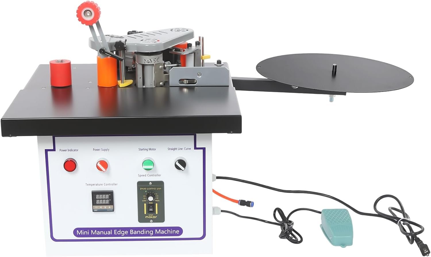 Woodworking Side Gluing Lace Device, Side Lace Device, Automatic Hot Melt Glue Side Bander for Wood Working, Adjustable Fullness 10-60mm & Adjustable Rate 2 ~ 6m/ minutes