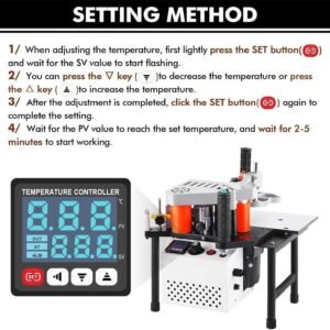 Timber Side Lace Equipment, 1200W Portable Edgebander Arc Straight Side Lace Equipment for Timber Plastic PVC Abdominal Dual Edge Finish Glue Side Bander, 2-6m/ Minutes Rate, 7-60mm Elevation, White - Image 5