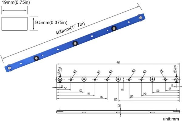 Aluminum Blend 450mm Miter Bar Clamping Resource Slider Dining Table Observed Scale Pole T-Slot Keep Track Of Bar Rail for Hub Tables as well as Woodworking,450 mm(17.7 in)-Blue 1 51AGfys4khL. AC SL1001