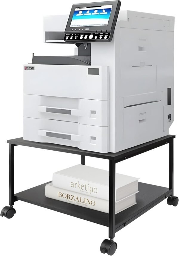 EMERIT 2-Tier Under Workdesk Laser printer Stand up w/Storage - 19.5 x19.5 x12.8" Sturdy Rolling Pushcart, Mobile Laser Printer Desk along with Lockable Tires for Office Association - Industrial Design