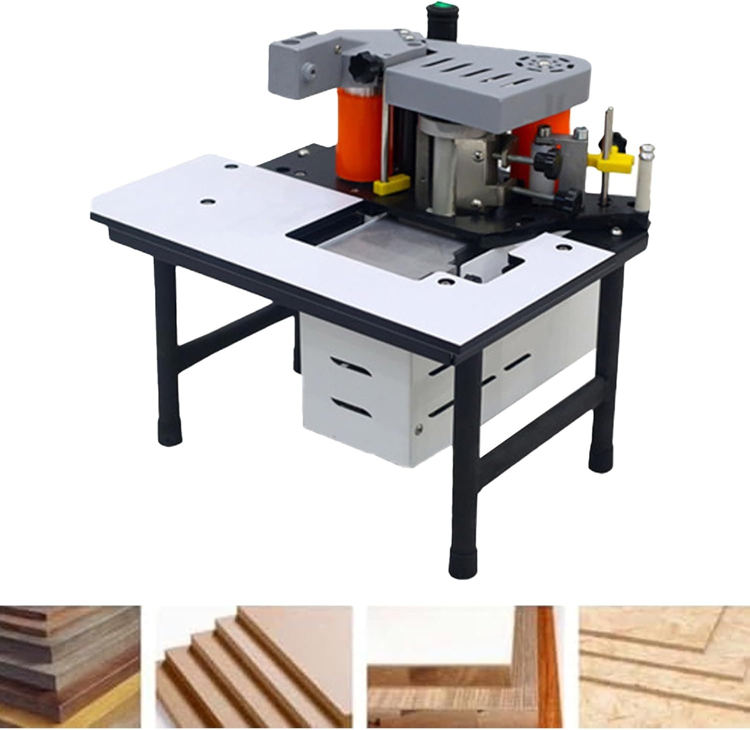 1200W Side Lace Equipment, Heavy-Duty PVC/Wood Side Bander w/Double-Sided Gluing, Adjustable Heat Level, Cabinets-- w/Anti-Slip Tootsies Digital Feature White