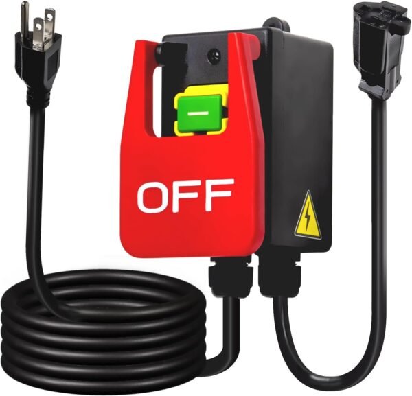 POWERTEC 120V Singular Period On/Off Magnetic Paddle Shift, 9 Amplifiers w/ 5.5 Feet Requirement Wires, Leg Paddle for Energy Devices, Suits Desk Saw, Modem Desk, Rotary Tool Push, Workbench Viewed, Bandsaw (71755)