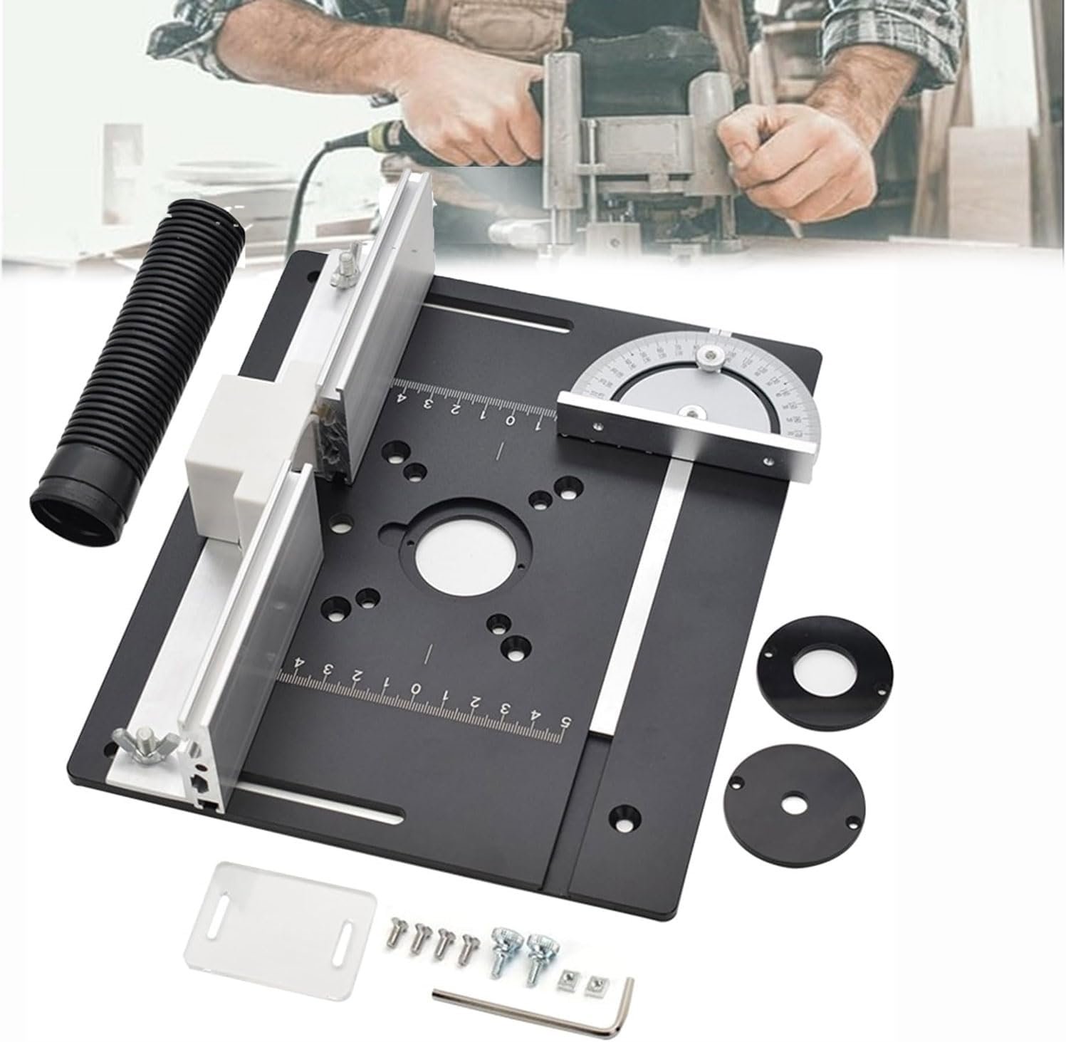 JOSBY Light Weight Aluminum Hub Dining Table Insert Platter, Electric Lumber Hub Edging Device, Installation Holes 62 * 70mm, Resource Fencing Gliding Braces, Hub Airlift, Dining Table Saws for Woodworking