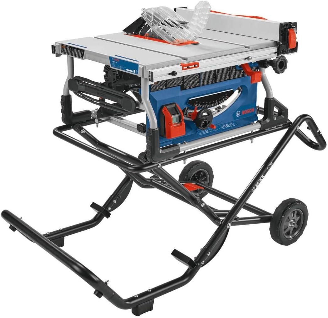 BOSCH GTS15-10 10 In Portable Jobsite Dining Table Checked Out along with Gravity-Rise Rolled Stand Up, 15 Amplifier, 32-1/8 In Split Range, 4 HP