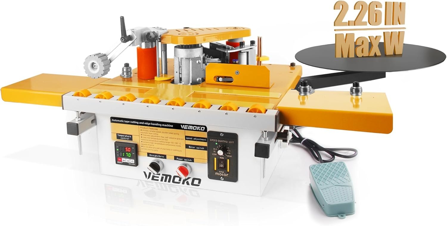 Transportable Woodworking Side Lace Maker - Automatic Contour & Straight Side Bander along with Dual-Side Glue Function, Auto-Tape Reducing, Digital Temperature Command, Adjustable Velocity - 110V A/C