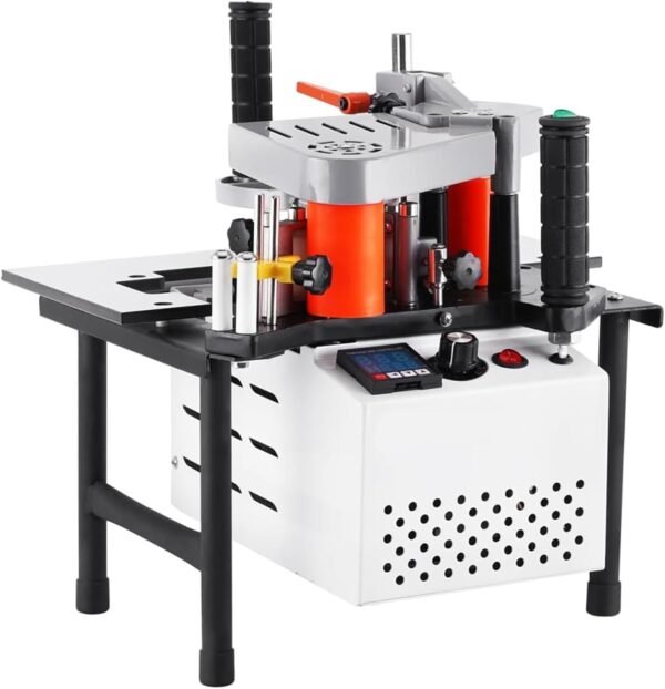 Side Bander, Portable Automatic Strip Damaging Woodworking Side Lace Equipment Lumber PVC Dual Edge Gluing Modifiable rate Side Bander 10-60mm Distance for Straight & Arc Edges (110V,5 m/min)