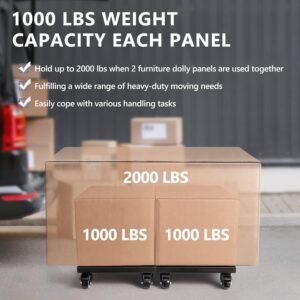 KEDSUM Heavy Duty Furniture Dolly 2000lbs Capacity，4 Wheel Furniture Movers with Brakes，Splicing Size 16" x 25" Strong Steel Platform for Sofa, Safe, Appliances Moving - Image 5