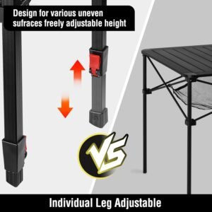 VILLEY Foldable Backpacking Square Dining Table along with Carry Bag, Lightweight Light Weight Aluminum Adjustable Square Dining Table for Outdoor, Backpacking, Outing, Backyards, BARBEQUE (S) 13 VILLEY Foldable Backpacking Square Dining Table along with Carry Bag, Lightweight Light Weight Aluminum Adjustable Square Dining Table for Outdoor, Backpacking, Outing, Backyards, BARBEQUE (S) - Image 6